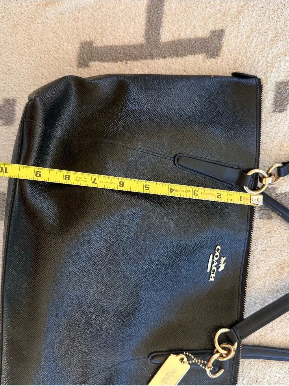 Coach Black Leather Tote with Gold Accents 2018 Ara tote